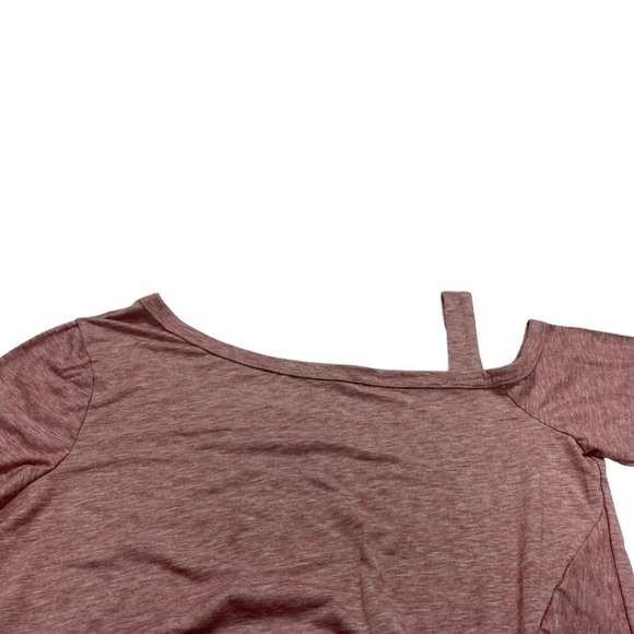 BABEIYXM Women's Solid One Shoulder Long Sleeve Tops Tee Knot Front Shirts - Picture 3 of 3